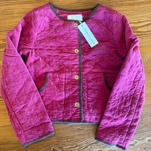 NWT Janie And Jack Quilted Corduroy Fuchsia jacket size 7-8.